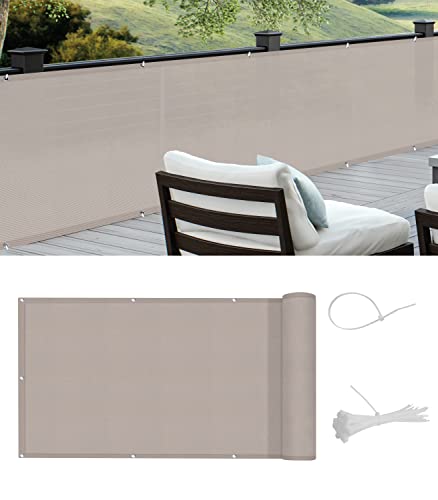 COOL AREA Brise-Vue pour Balcon PES Couverture de confidentialité Écran Vent Protection UV Opaque Résistant aux Intempéries, 90x600cm,Taupe