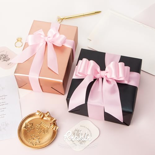 Ribbli Double Faced Light Pink Baby Pink Satin Ribbon,1” x Continuous 25 Yards,Use for Bows Bouquet,Gift Wrapping,Baby Shower,Floral Arrangement