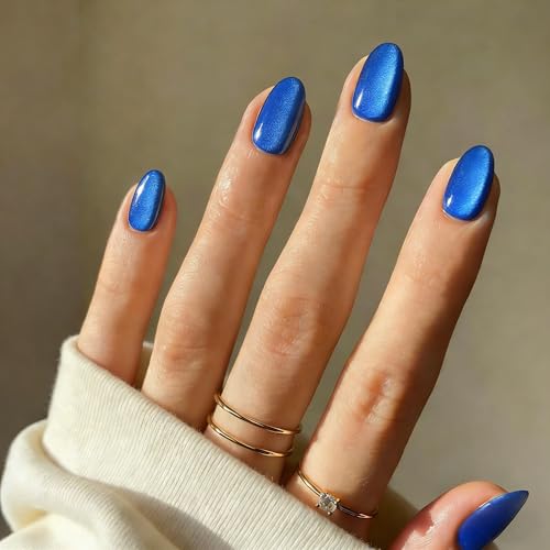 KXAMELIE Cat Eye Vibrant Elegant Blue Press on Nails...