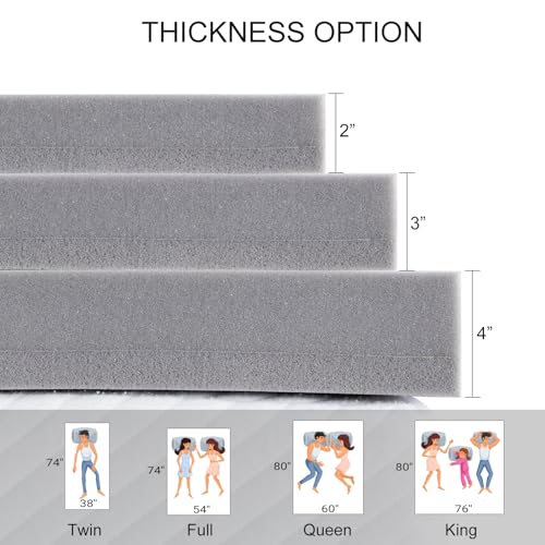 Maxzzz VC-F2203702 2 Inch Mattress Topper Full Size, Firm Memory Foam Bed Mattress Topper thumb #4