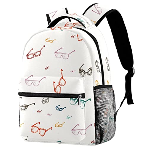 Sac à dos de voyage blanc avec imprimé lunettes original pour homme et femme