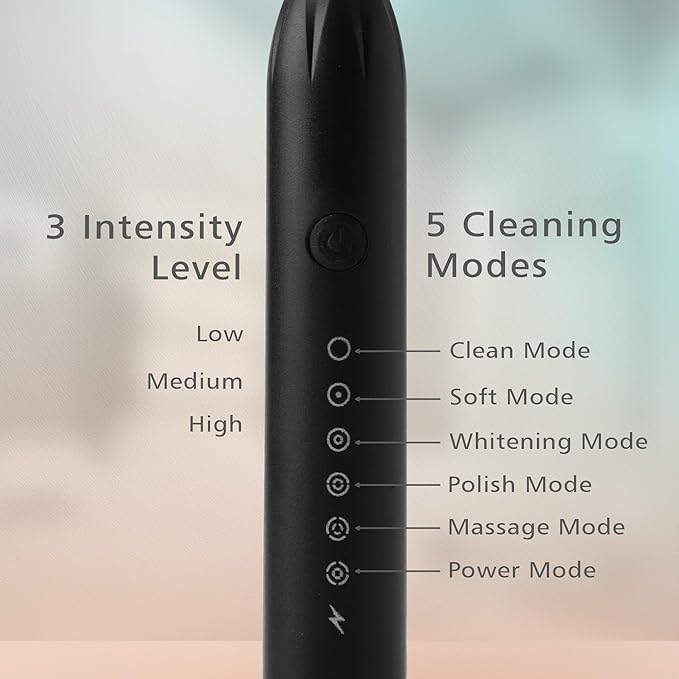 Image of Sonic Electric Toothbrush | Waterproof Rechargeable Toothbrush with Replaceable Brush Heads | Cosmic Lite Sonic Toothbrush with 6 Modes, 3 Brush Heads, 1 Interdental Head - Pack of 1