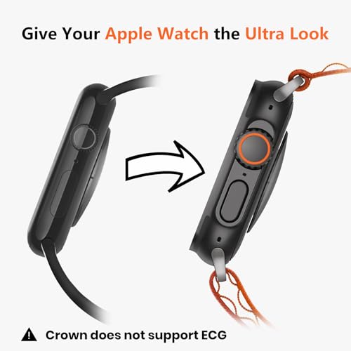 Image of amBand for Apple Watch Series 10 11 46mm Metal Case Men, W1 Rugged Protective Bumper [Turn iWatch into Ultra 3 /2 /1 Look] with Back Cover, Upgrade Conversion Kit Stylish Protector 46 mm - Black