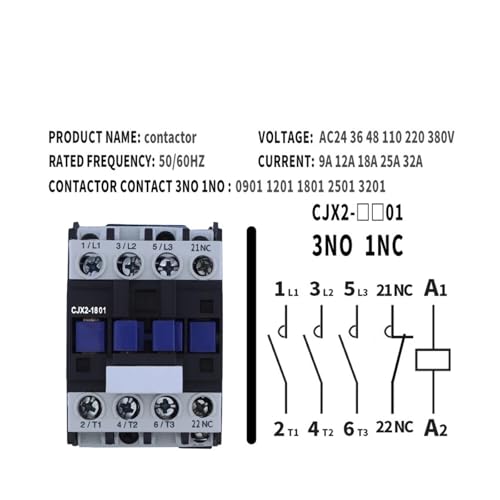 Contacteurs CA série CJX2 6511 triphasé avec bobine 220V alternative - 5