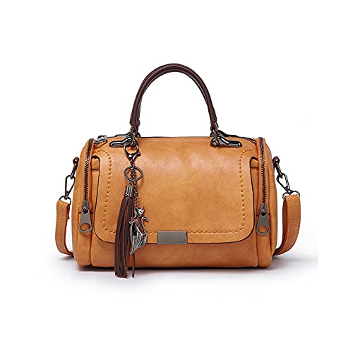 Retrò Borse a Mano Donna Borsa a Tracolla a Spalla Impermeabile Borsetta pelle PU per Lavoro Viaggio Incontri Marrone Chiaro