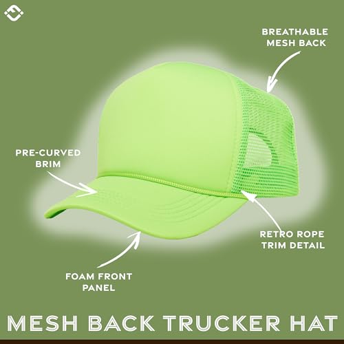 Image of Funky Junque Foam Trucker Hat, Trucker Hats for Women & Men - Blank Adjustable Snapback Mesh Back Baseball Cap