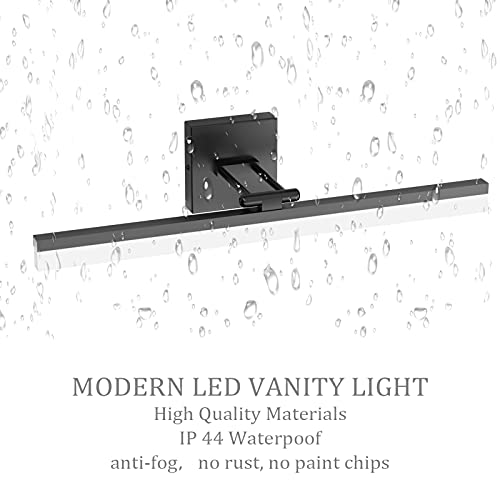 Image of Ralbay 24 inch LED Modern Black Vanity Light 14W Adjustable Matte Black Bathroom Vanity Light Modern LED Bathroom Vanity Light Fixtures Over Mirror (6000K Cool White Light)