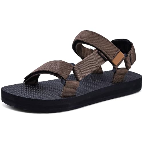 WateLves Kids Sandals Boys Girls Lightweight Non-slip Athletic Sandals with Adjustable Webbing for Hiking Walking Beach Water Sports(TB-Dark brown-33.5)