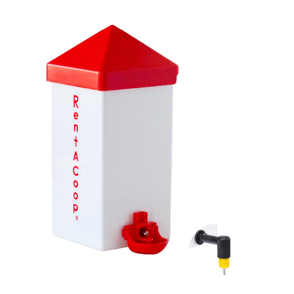 RentACoop 32oz(1L) Drinker Plus 2 Versatile Nipples - Suitable for Chicks, Quail, Pigeons, Doves, and Other Smaller Birds - 1 Pack