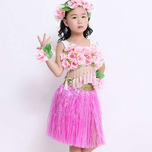 Amazon Co Jp 格安 手作り 子供フラダンス衣装 リストバンド 造花 花輪 ヘッドドレス レイ ベアトップ スカート ジュエリー