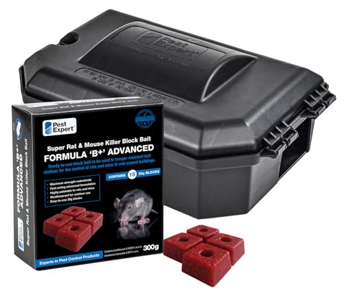 Pest Expert Formula ‘B+’ Advanced Rat & Mouse Killer Poison Bait Blocks (300g) & Heavy Duty Rat...