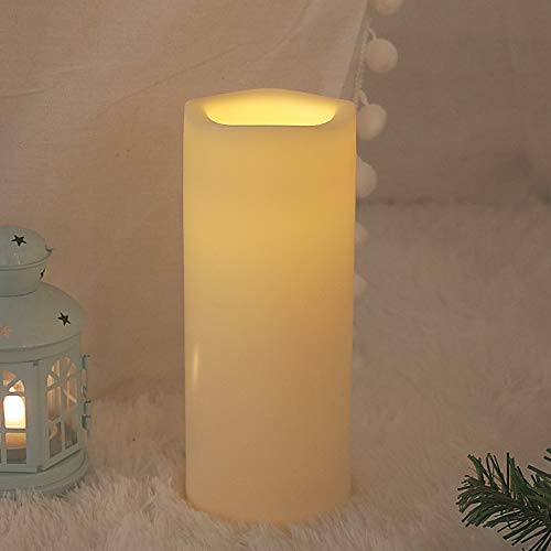 Image of CANDLE CHOICE Large Waterproof Outdoor Battery Operated Flameless Candle with Timer Realistic Flickering Plastic Electric LED Pillar for Lantern Garden Yard Halloween Christmas Decorations 4 inchx10 inch 2PCS