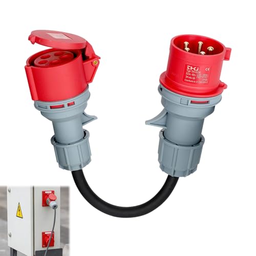 CEE Adapter 32A Auf 16A Starkstrom Adapter 3 Phasen 5 Polig Tragbar Geeignet Für Ladegeräte Für Elektrofahrzeuge Industrielle Anwendungen Industrie Und Haushalt (32-16)