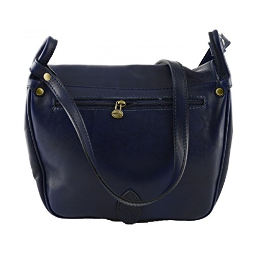 Sac à bandoulière en cuir italien bleu foncé, l'élégance intemporelle de la maroquinerie fine.