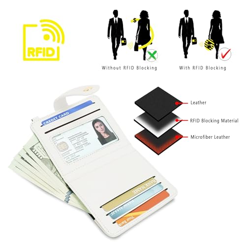 Image of Airkit Small Wallet Women RFID, PU Leather Card Holder with Keychain | Slim Compact Zipper Coin Purse for Ladies, Travel Holiday Gifts for Mom, Cute Mini Bifold Wallets