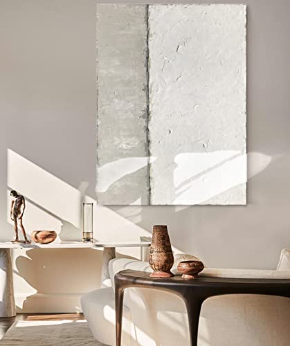Nankai Large Abstract Painting Hand-Painted Grey White Minimalist Painting On Canvas Modern Abstract Canvas Wall Art Large White Acrylic Abstract Painting Wall Art 30X45 Inch #TOP4