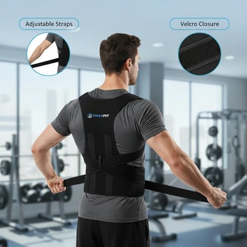 Image of Posture Corrector Belt for Men| For Women| Back Pain Relief Belt| Adjustable Back Brace for Spine Alignment, Shoulder, Clavicle & Upper Back Support| Lightweight & Breathable | Universal Size|