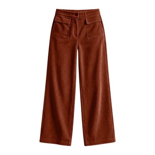 Corduroy Pants Women Wide Leg High Waist Lounge Trousers With Pockets - image 3