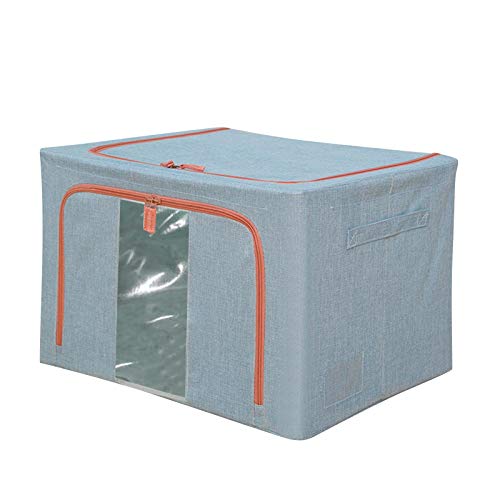 Oxford Cloth Steel Frame Sac de rangement pliable sous lit avec fenêtre transparente, boîte de rangement avec poignée, rangement pour vêtements, couvertures, coussins (bleu) Cover