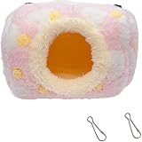 N-D Kleintierhöhle Kleintierbett Hamster Hängematte Höhle Nagertier Kuschelhängematte Hängendes Bett Flauschige Hängebett Hamsternest mit Haken für Ratte Nager Frettchen Bartagame Degu Pink M
