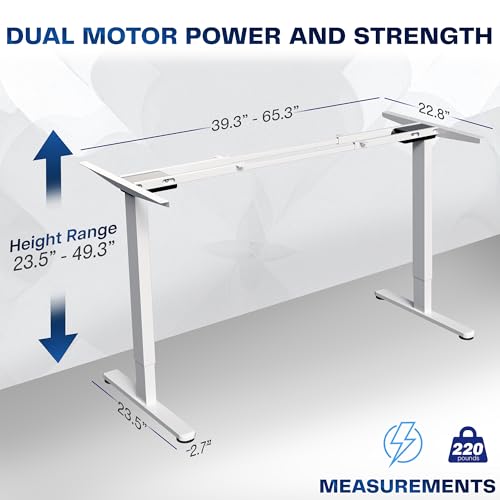 Image of VIVO Electric Dual Motor Stand Up Desk Frame for 40 to 85 inch Table Tops, Frame Only, 3 Stage Height Adjustable DIY Workstation with Memory Controller, White, DESK-V103EW