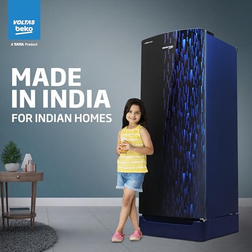 Image of Voltas Beko, A Tata Product 208 L, 3-Star Single Door Direct Cool Refrigerator with Harvest Fresh Technology (RDC240B / 3W0RBR0MHB00GO, Rainy Blue)