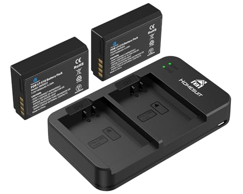 Homesuit LP-E10 Akku 1600mAh und LED Ladegerät für Canon EOS 1100D, EOS 1200D, EOS 1300D, EOS 2000D, EOS Rebel T3, T5, T6, T7, Kiss X50, Kiss X70 Kamera (2er-Pack)