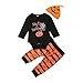 Produktbild Halloween-Kostüm für Kinder und Mädchen, Unisex, Baby-Set mit langen Ärmeln + lange Hose, bedruckt mit Kürbis Party 18-24 Monate