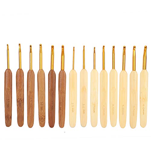 Crochet Needle, Handle Knitting Needle Knitting Needles Set Bamboo Carbonized Crocheting Kit Beginner 14Pcs/Set Crochet Hooks Set for Home