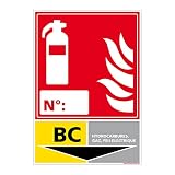 Panneau extincteur pour classe de feu. Panneau spécifique à la sûreté et la sécurité incendie. Panneau PVC Extincteur 0,5 mm, format 105 x 150 mm -