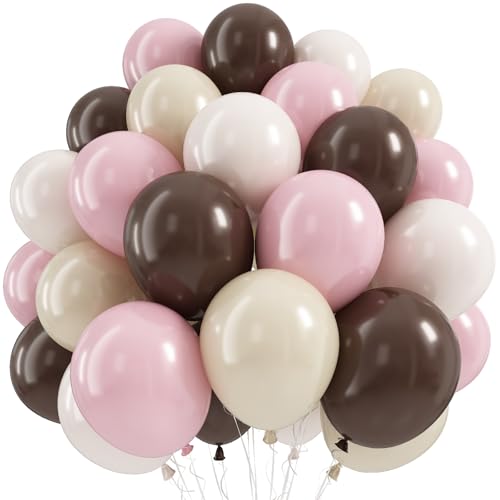 Ballons en latex chocolat et beige sable pour une décoration de fête élégante et moderne