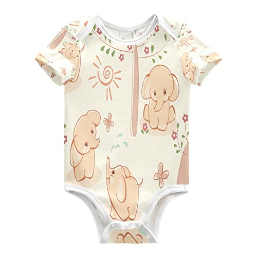 KAAVIYO Fondo De Pantalla De Elefantes Lindos Body de Bebé Manga Corta de Algodón Para Bebés de 3-24 Meses De Verano