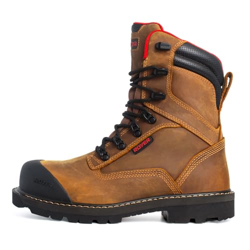 ROYER Men's Revolt Carbon Fiber Toe Vibram MegaGrip Pro Sole Work Boot Brown/Red - 8990RT Brown/RED
