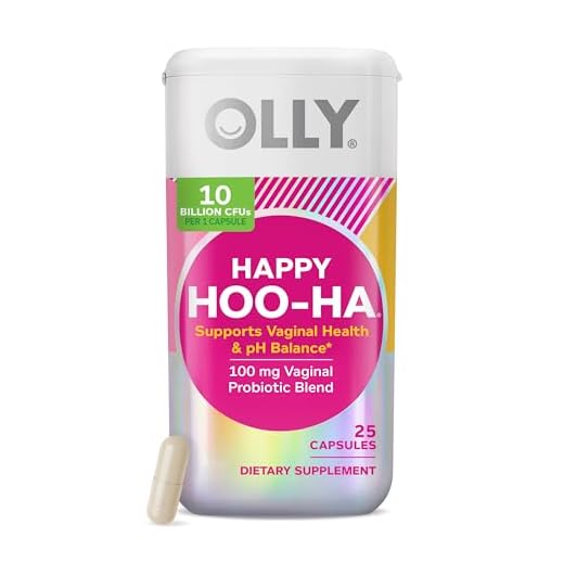 OLLY Happy Hoo-Ha Capsules, Probiotic for Women, Vaginal Health and pH Balance, 10 Billion CFU, Gluten Free - 25 Count (Packaging May Vary)