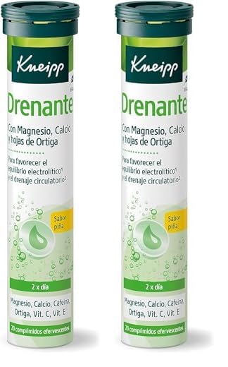 Kneipp, Vitamina Drenante con Magnesio, Calcio, Cafeína, Vitaminas E y C y Ortiga, Ideal para Reducir la Celulitis, Retención de Líquidos y Piernas Cansadas, Efecto Diurético, 20 Comprimidos