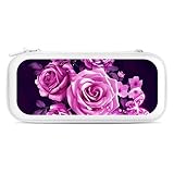 Chioee Switch/Switch有機ELモデル対応 Switch ケース 薔薇 ピンク スイッチ ケース Switch Oled 収納ケース 収納バッグ 持ち運び便利 ストレージカバー EVA素材 衝撃吸収 収納カバー 15枚ゲームカード収納 バレンタインデー プレゼント 白