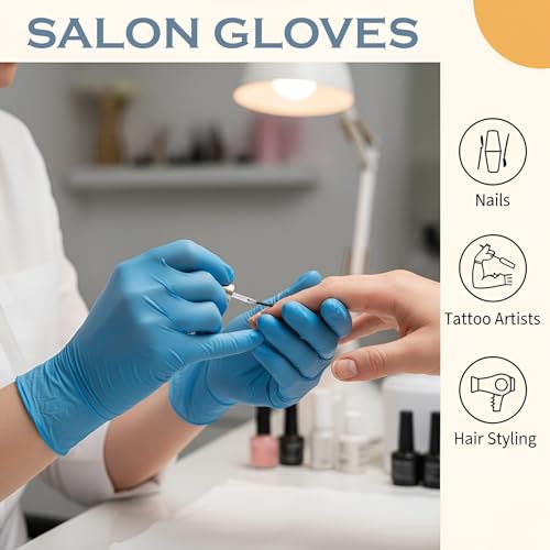 Image of 100 Pcs Disposable Nitrile Gloves | Powder-Free, Latex-Free, Non-Sterile, Chemical-Resistant, Ambidextrous Hand Protection for Medical, Industrial & Home Use (Blue, Large)