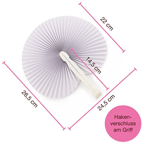 Fächer für Hochzeiten 60 Stück aus Papier weiß mit Griff