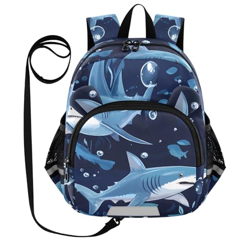 Kid's Backpack for Boys & Girls Toddler Bag Shark Pattern Backpack with Safety Leash