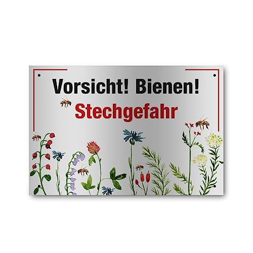 Apoidea – Bienen Schild zur Warnung aus Aluminium weiß / Imkereibedarf / Bienenzubehör und Imkerzubehör / Bienenzucht Zubehör / Imkerbedarf