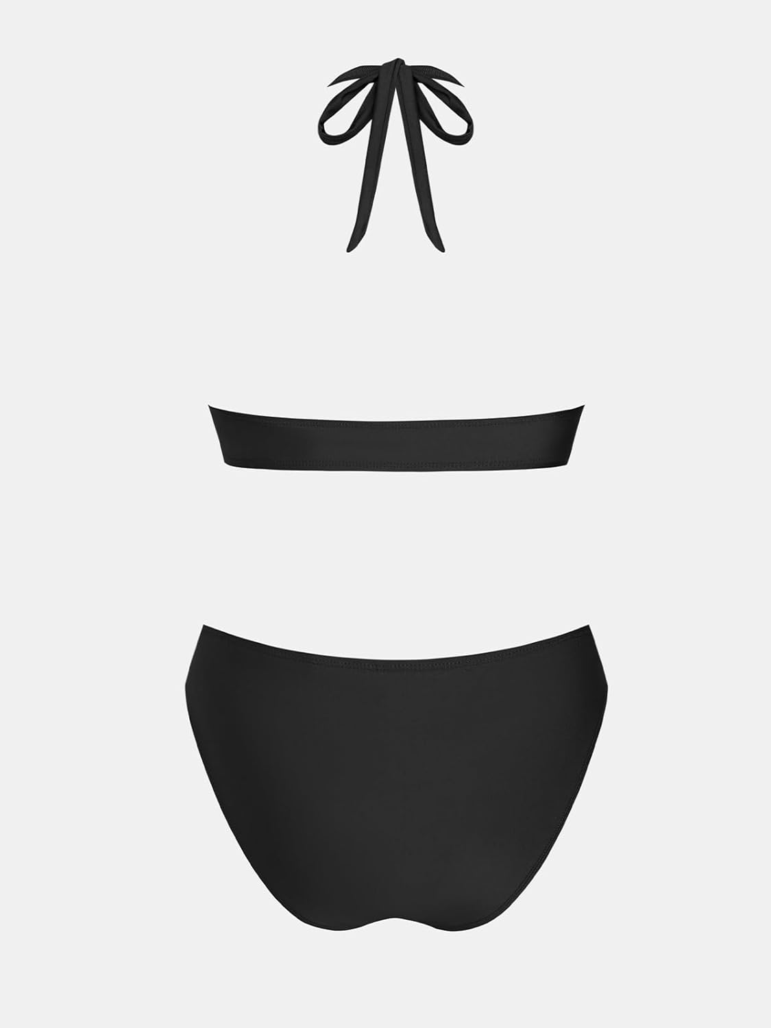 CUPSHE Women's Bikini Sets High Waisted Two Piece Swimsuit V Neck Triangle Top Bathing Suit Halter Strap Self Tie - Image 6