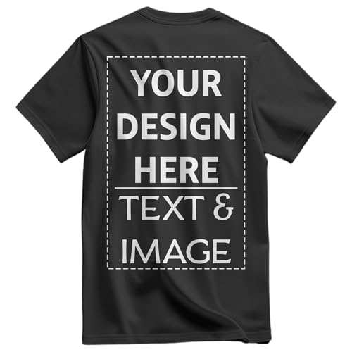 Custom Shirt for Men, Unisex Customized Shirts, Text & Image Front & Back, Top T-Shirt Birthday Graduation Vacation Business Uniform Black2