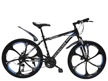 SAC MTB Skywalker 26T Mountain Bicycle/Bike/Alloy with 21 Gear Speed/Dual Disc and Front Shocker for Men/Boys-, Ideal for 12 + Years, Frame Size: 26 Inches (Black/Blue)