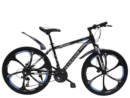 SAC MTB Skywalker 26T Mountain Bicycle/Bike/Alloy with 21 Gear Speed/Dual Disc and Front Shocker for Men/Boys-, Ideal for 12 + Years, Frame Size: 26 Inches (Black/Blue)