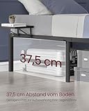 VASAGLE Bett 140 x 200 cm, Gästebett mit Aufbewahrungsregalen, Doppelbett, Bettgestell aus Metall, Bettrahmen, Metallbett, einfache Montage, klassikschwarz RMB094B01