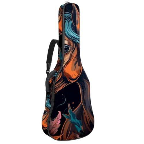 Sac pour guitare acoustique étanche motif cheval multicolore avec poches