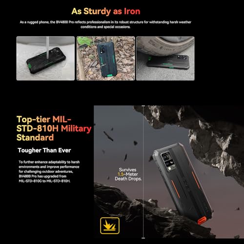 Blackview BV4800 Pro Rugged Smartphone 4G, 12GB+128GB/1TB Telefono Robusto, 16MP+8MP, 5180Mah, Android 14, 6.56" Hd+ Cellulari Resistente IP68, Dual Sim, Nfc, Otg, Gps, FM,5G Wifi, Nero - 2