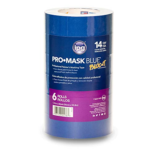 Image of IPG ProMask Blue with BLOC-It, Premium 14-Day Masking Tape, 1.41 inch x 60 yd, Blue, (6-Pack)