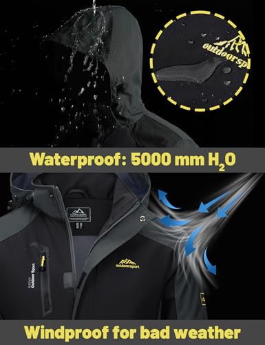 TACVASEN Mens Rain Coats Casual Waterproof with Hood Jackets Lightweight Zipper Pocket for Running Hiking Climbing3