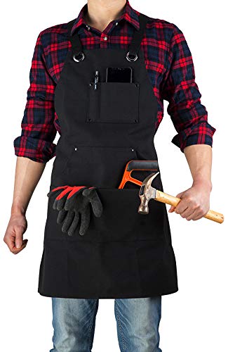 Etbol 16 Oz Canvas Apron For Men - Black Heavy Duty Work Apron For Carpenters,Woodworkers,Blacksmith,Bbq,Gardener, Workshop #TOP1
